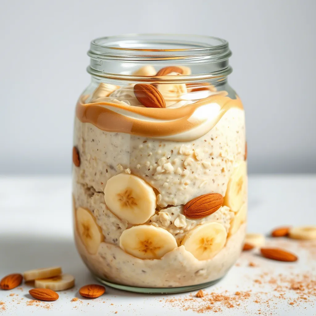 Almond Butter and Banana Overnight Oats