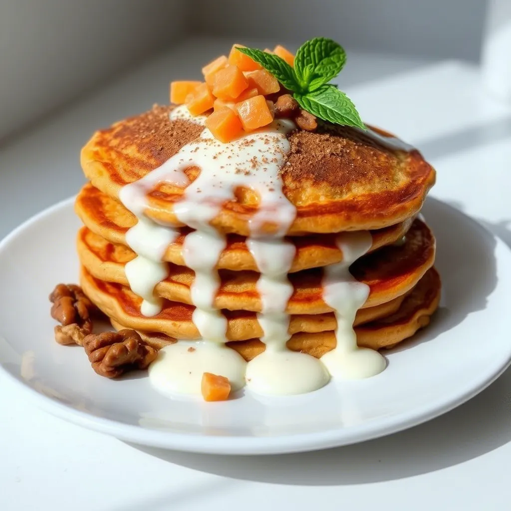 Carrot Cake Pancakes with Cream Cheese Drizzle
