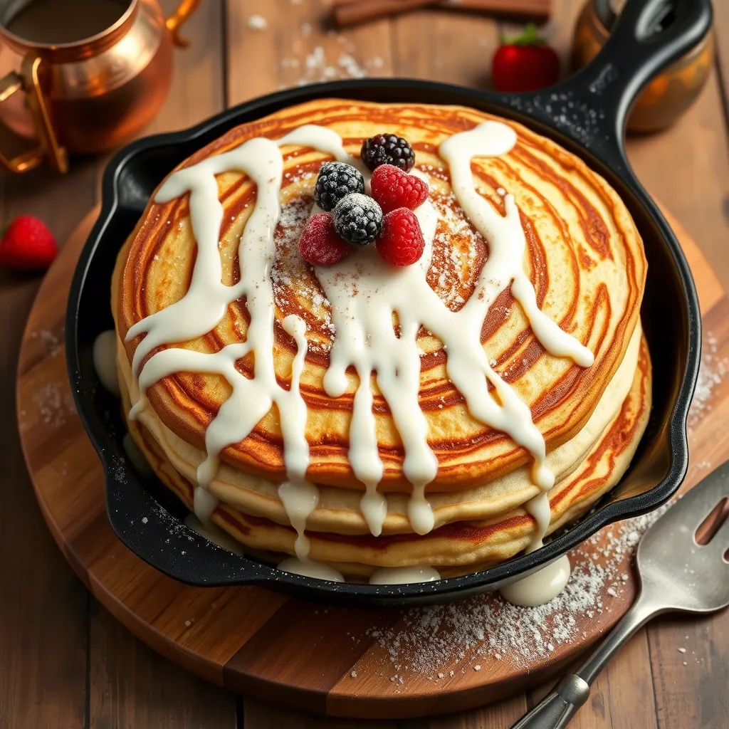 Cinnamon Roll Dutch Baby with Cream Cheese Glaze