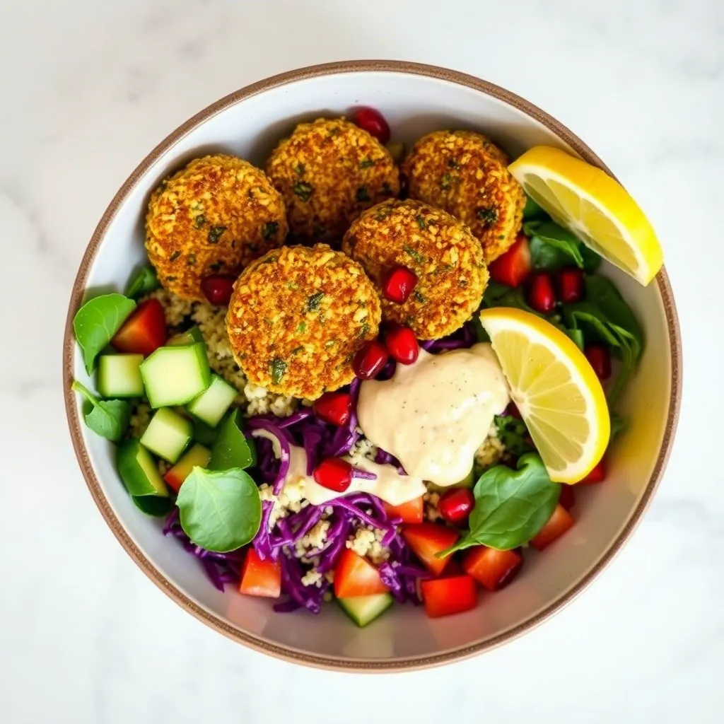 Crispy Baked Falafel Bowls with Lemon Tahini Drizzle