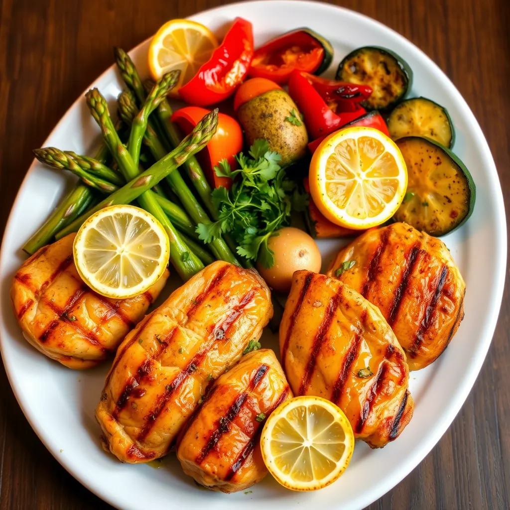 Grilled Lemon Garlic Chicken with Spring Vegetables