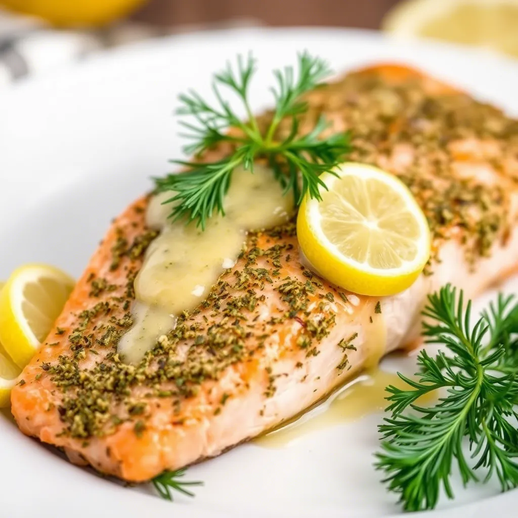 Herb Crusted Salmon with Lemon Butter Sauce