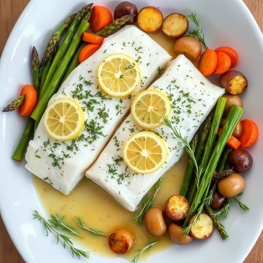Lemon Herb Baked Fish with Spring Vegetables