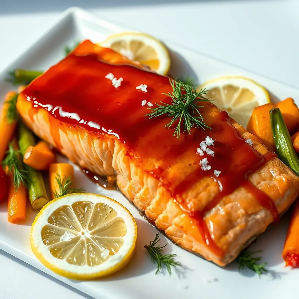 Maple Glazed Baked Salmon with Spring Vegetables