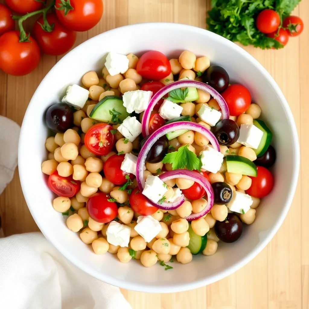 Mediterranean Chickpea Salad with Lemon Herb Dressing