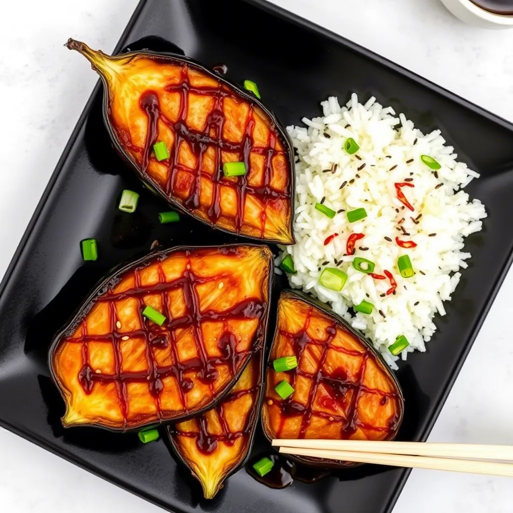 Miso Glazed Eggplant with Sesame Rice