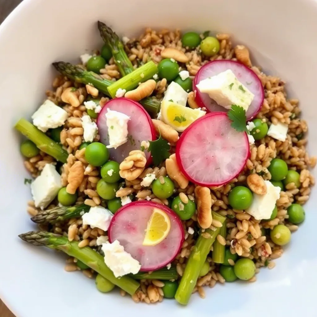 Spring Farro Salad with Roasted Asparagus