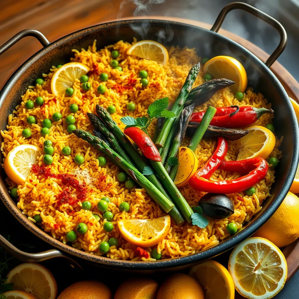 Spring Vegetable Paella with Saffron