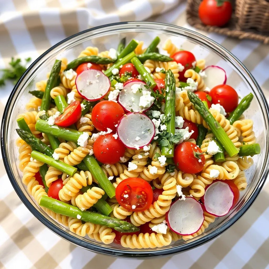 Spring Vegetable Pasta Salad with Lemon Herb Dressing