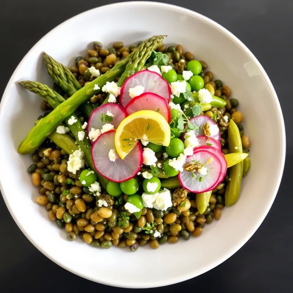 Spring Vegetable and Lentil Salad with Lemon Vinaigrette