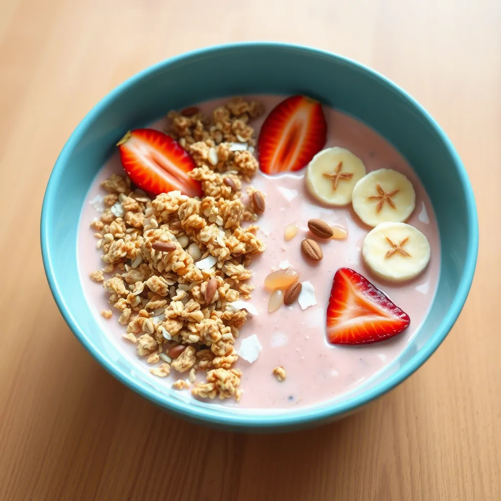 Strawberry Banana Smoothie Bowl with Granola